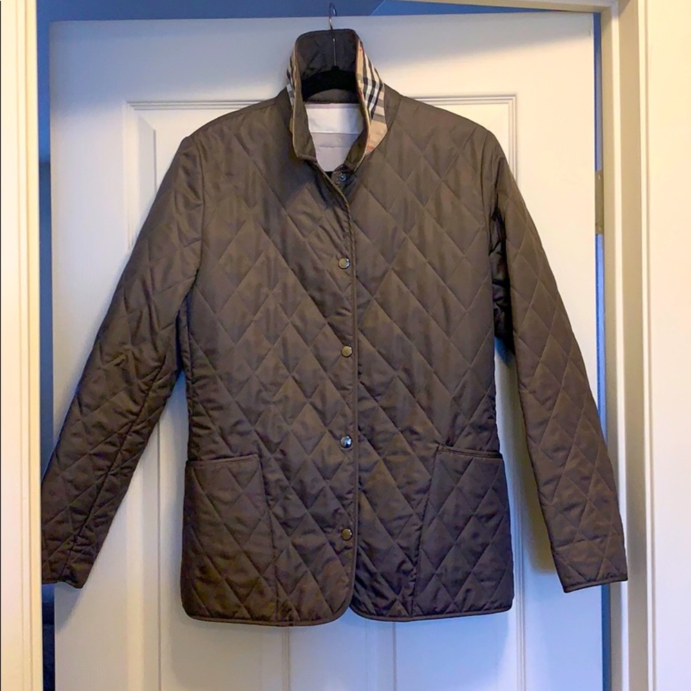 Grey/Brown Burberry Quilted Jacket with Liner